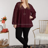 Dollop of Beauty Top- BURGUNDY - LAST ONES FINAL SALE