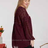 Dollop of Beauty Top- BURGUNDY - LAST ONES FINAL SALE