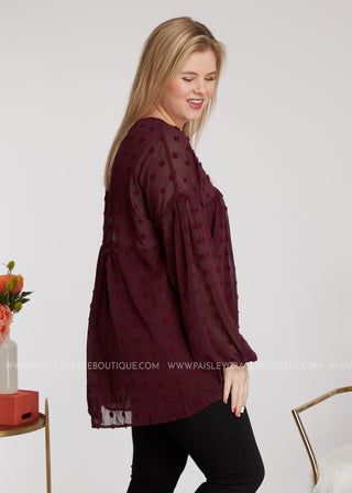 Dollop of Beauty Top- BURGUNDY - LAST ONES FINAL SALE