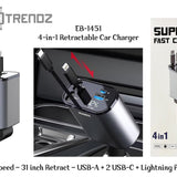 4-in-1 Retractable Car Charger  - PREORDER
