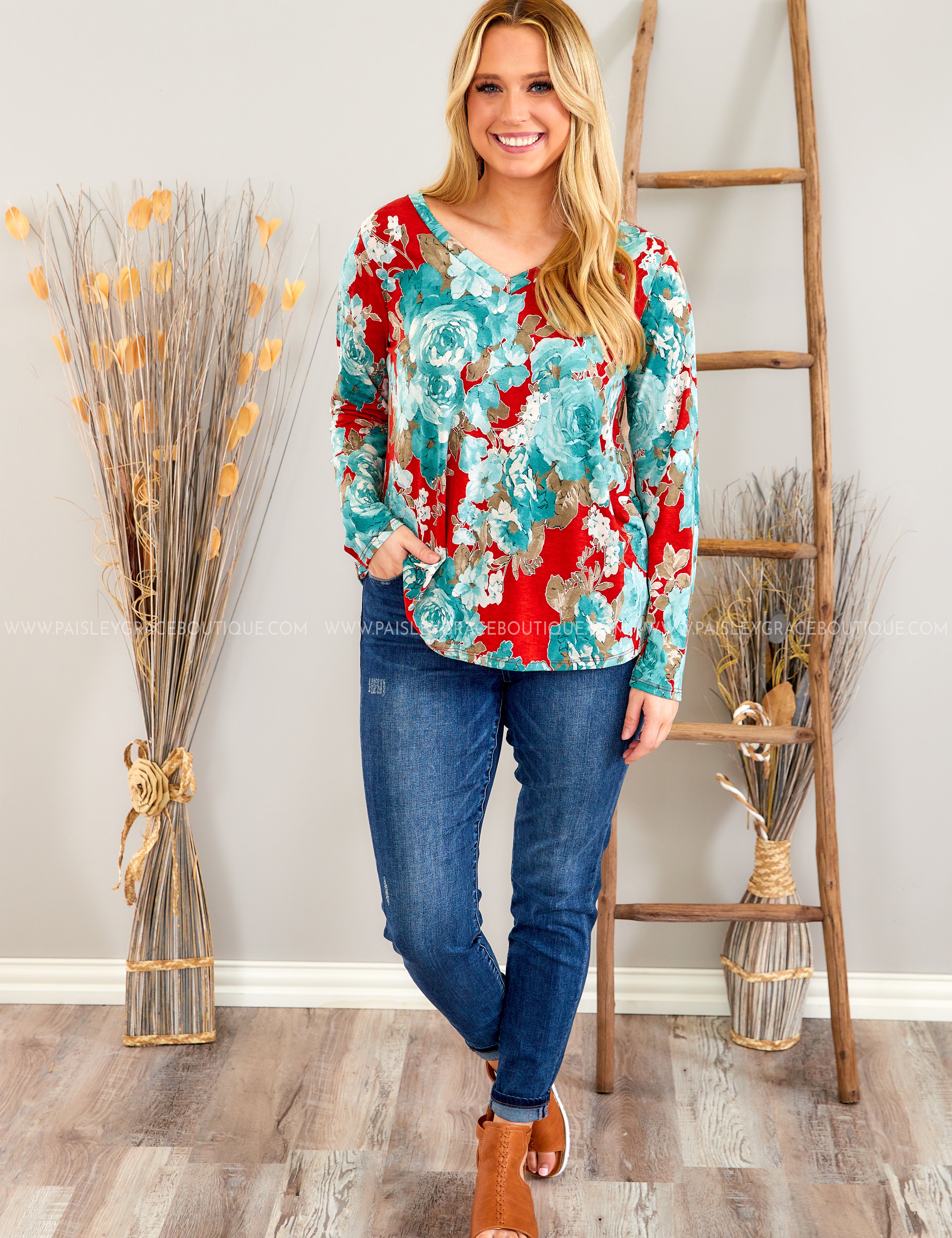 Pleasant Days Top - Red* LAST ONES FINAL SALE *