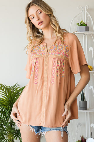 Pining Away Embroidered Top - LAST ONE FINAL SALE