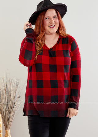 Plaid To Meet You Top - Red - FINAL SALE