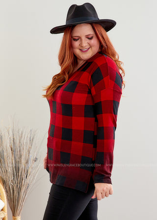 Plaid To Meet You Top - Red - FINAL SALE