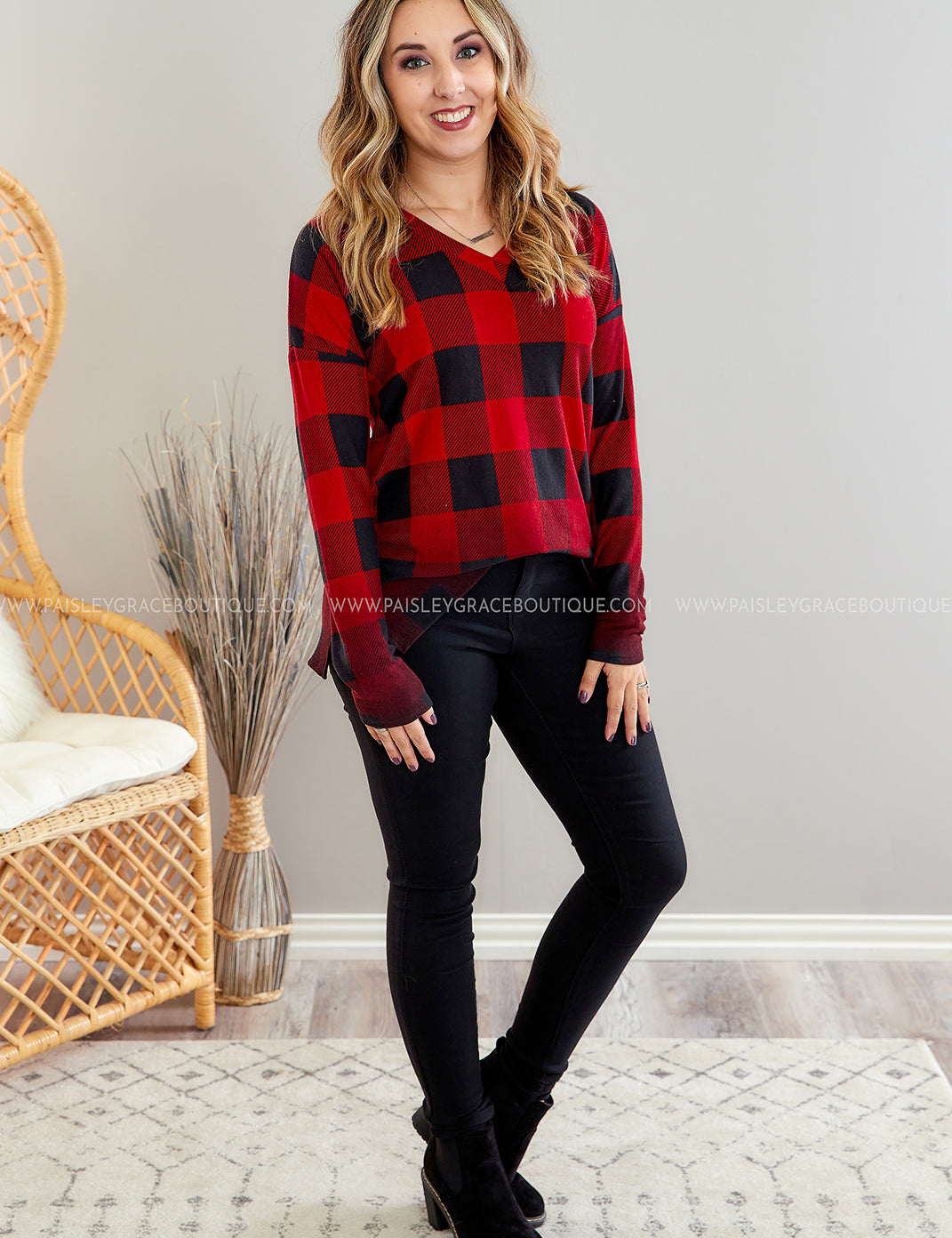 Plaid To Meet You Top - Red* LAST ONES FINAL SALE *