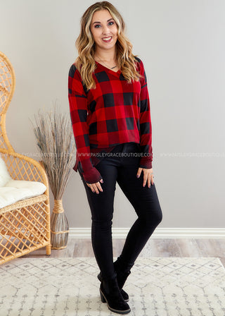 Plaid To Meet You Top - Red - FINAL SALE