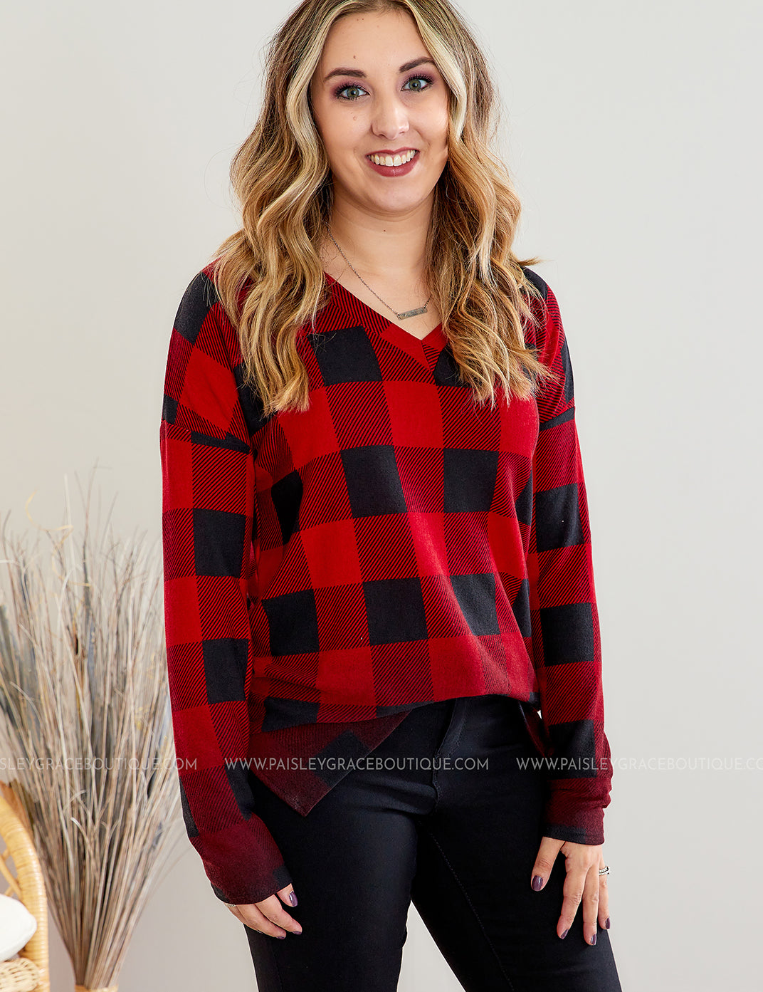 Plaid To Meet You Top - Red* LAST ONES FINAL SALE *