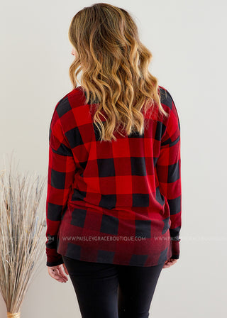 Plaid To Meet You Top - Red - FINAL SALE