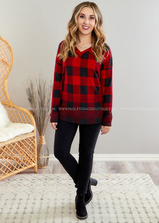 Plaid To Meet You Top - Red - FINAL SALE