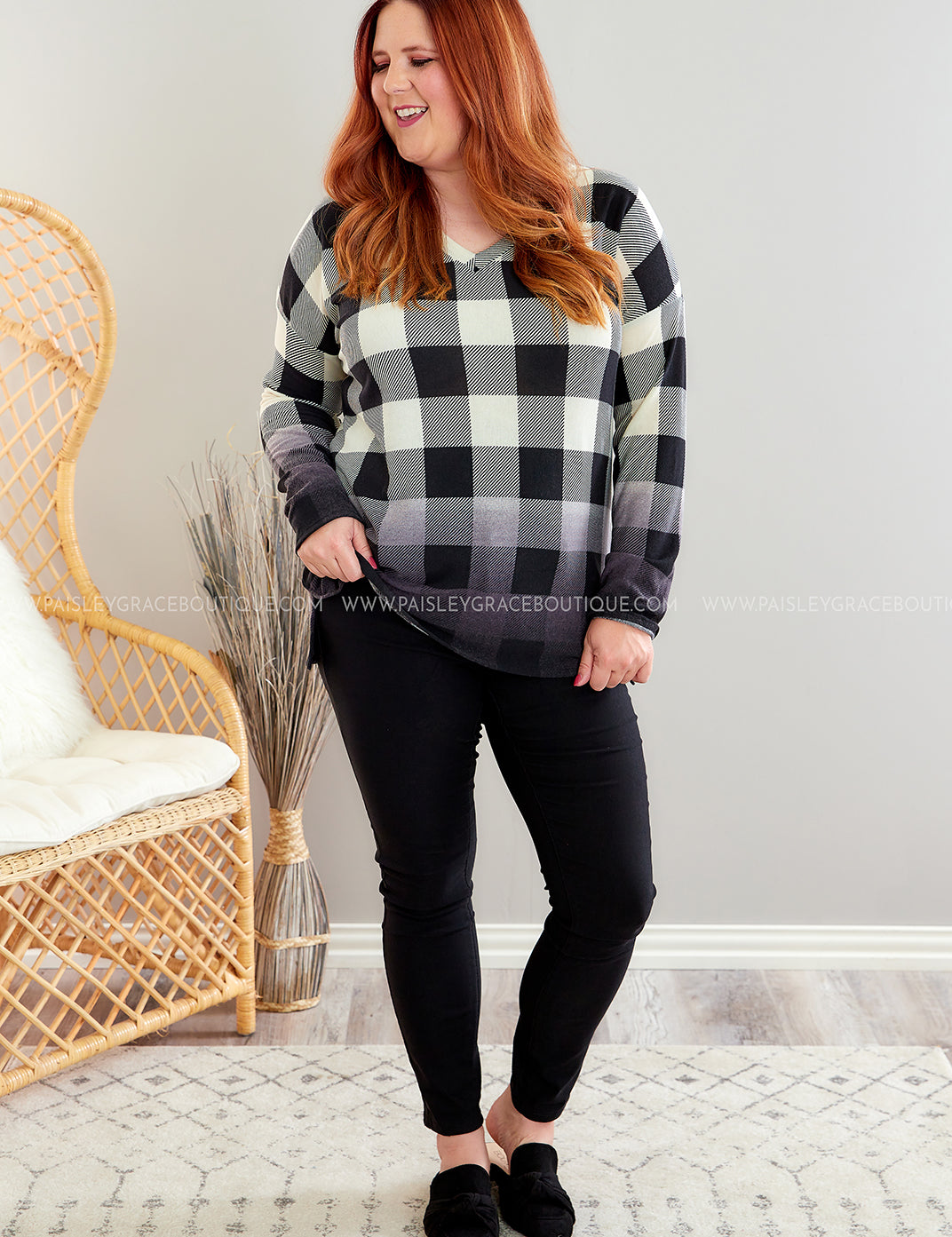 Plaid To Meet You Top - White* LAST ONES FINAL SALE ** LAST ONES FINAL SALE *