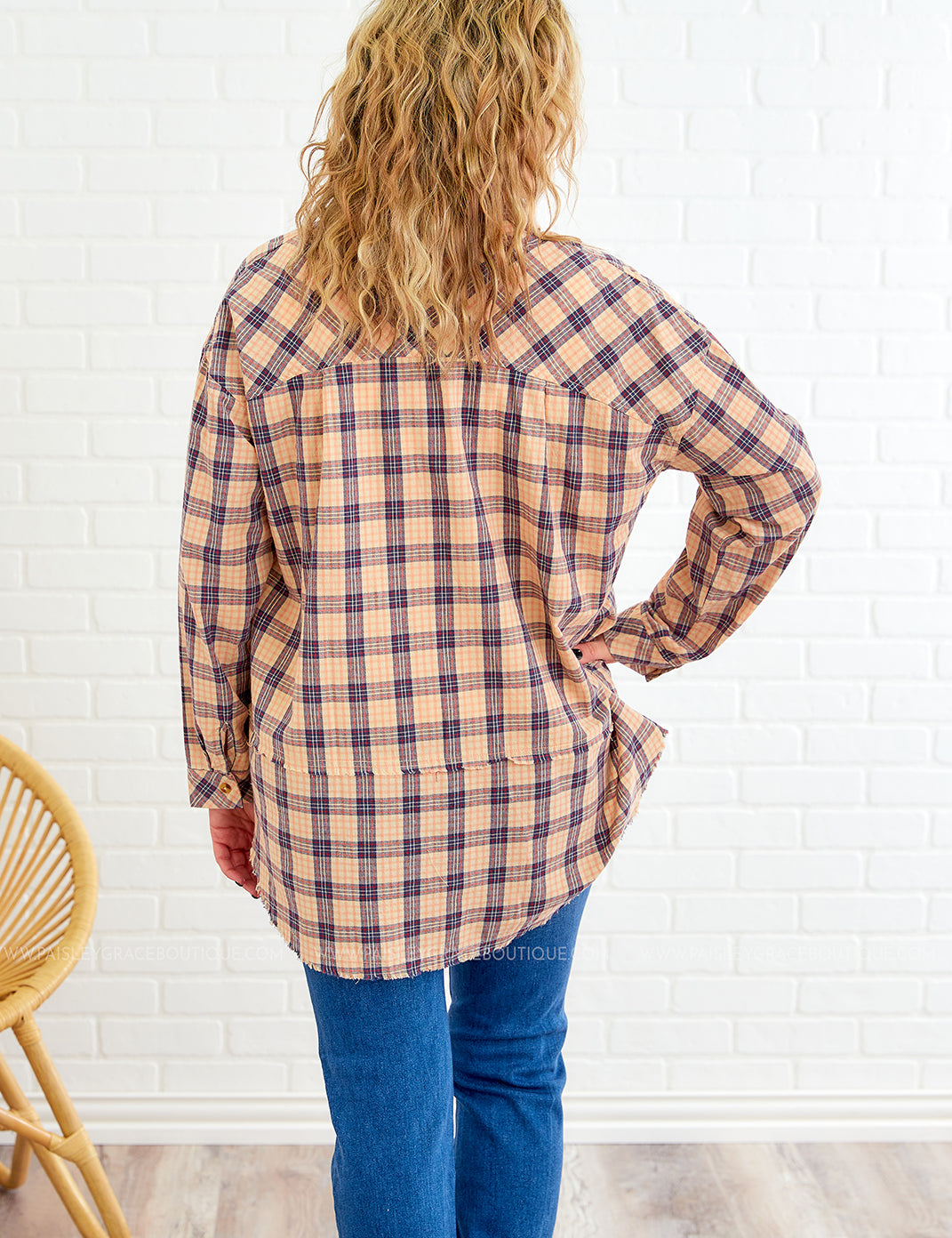 No Place Like Home Top - Navy/Peach - LAST ONES FINAL SALE