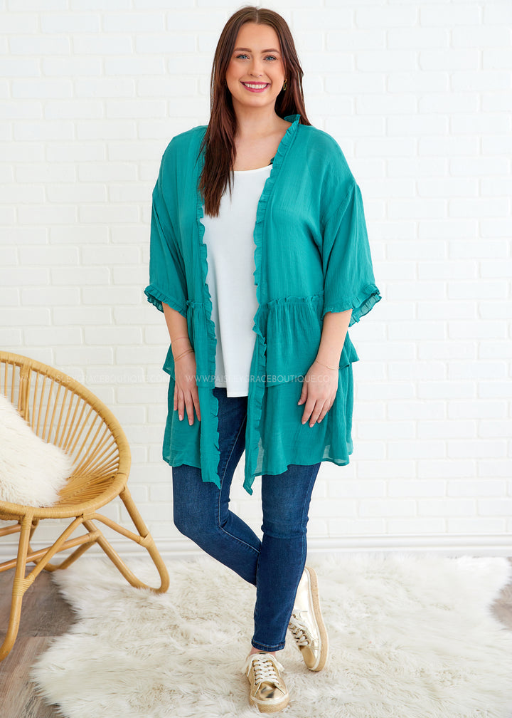 Lost in Paradise Cardigan - Teal - FINAL SALE