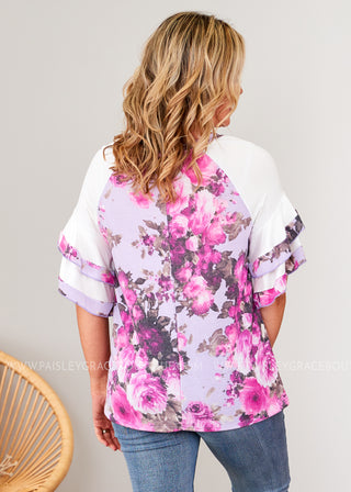 Lavender & Wine Floral Top - LAST ONES FINAL SALE