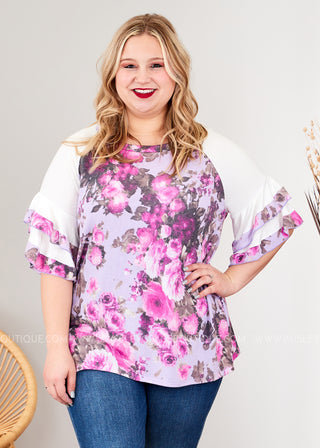 Lavender & Wine Floral Top - LAST ONES FINAL SALE