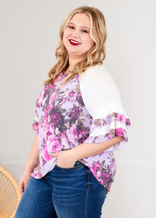 Lavender & Wine Floral Top - LAST ONES FINAL SALE