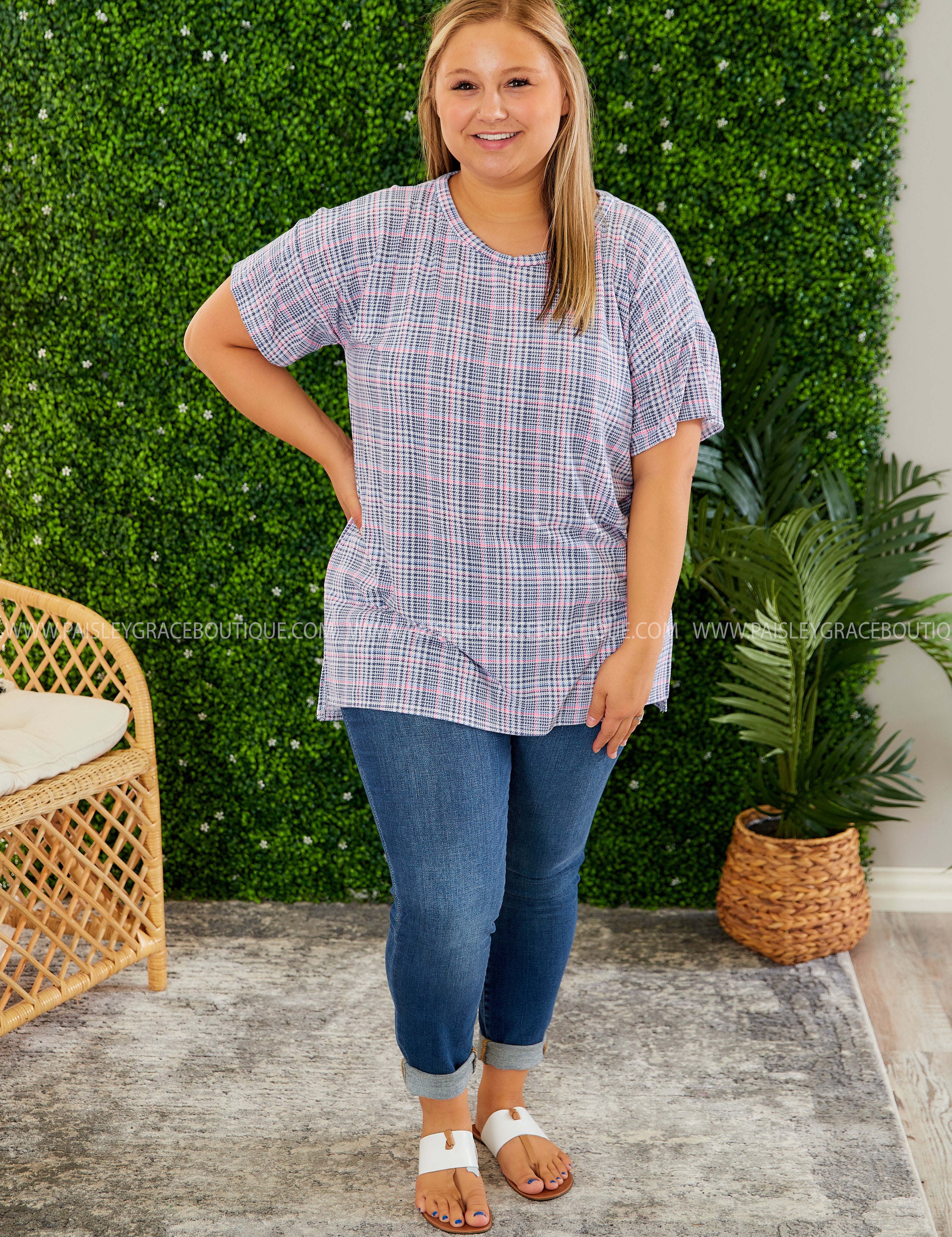 Grey & Pink Hounds tooth Plaid - LAST ONES FINAL SALE