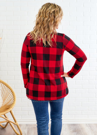 Plaid Moon Rising Top- Red/Black - FINAL SALE