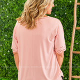 Solid Top with Laser Cut Sleeve Accent - 4 Colors  - LAST ONES FINAL SALE