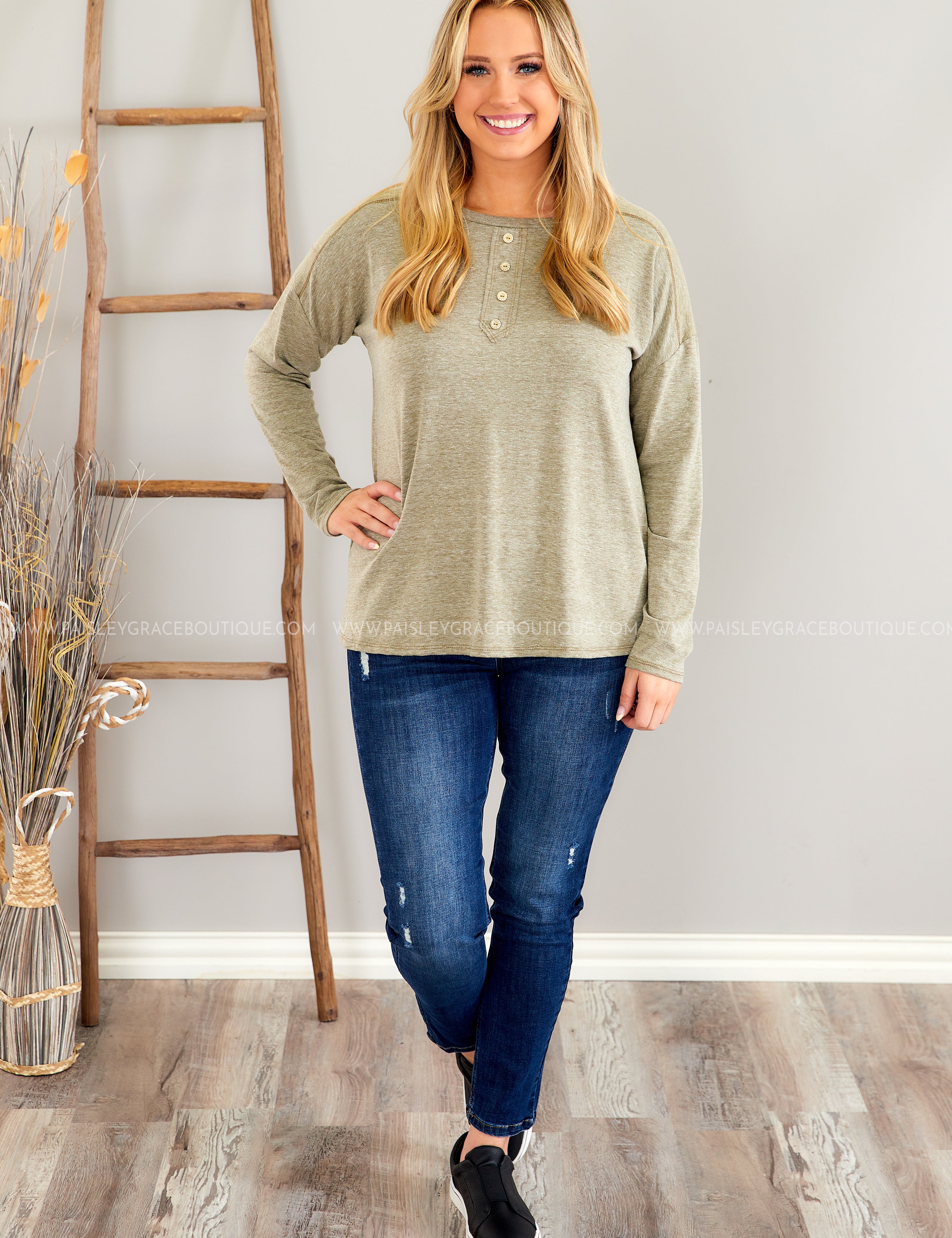 Peaceful Mornings Top - SAGE* LAST ONES FINAL SALE *