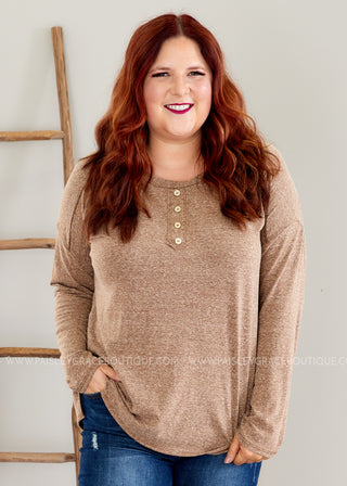 Peaceful Mornings Top - MOCHA  - LAST ONE FINAL SALE