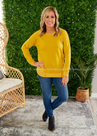 Joanne Top - Mustard or Olive  - FINAL SALE