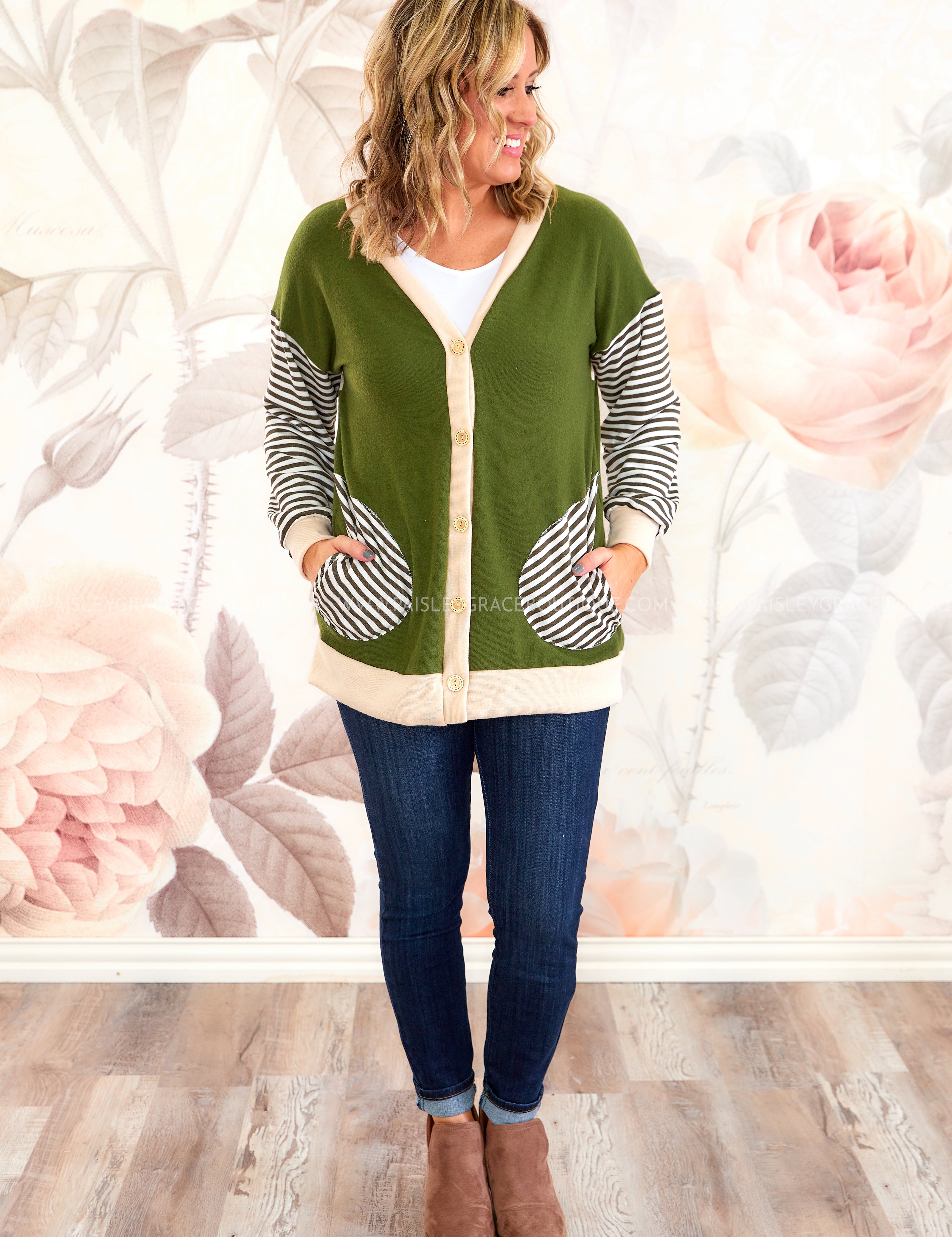 Lexie Cardigan - Olive* LAST ONES FINAL SALE *