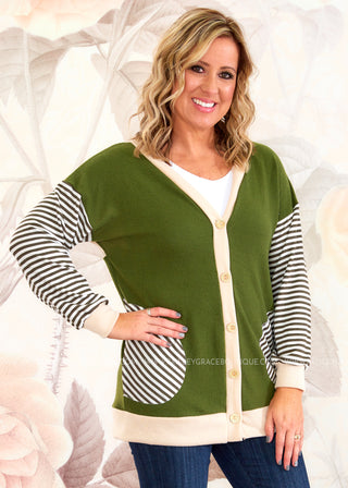 Lexie Cardigan - Olive  - FINAL SALE