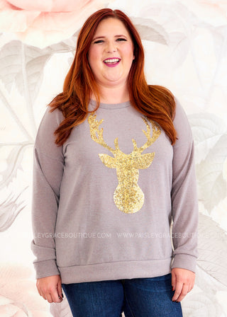 Golden Reindeer Top - FINAL SALE