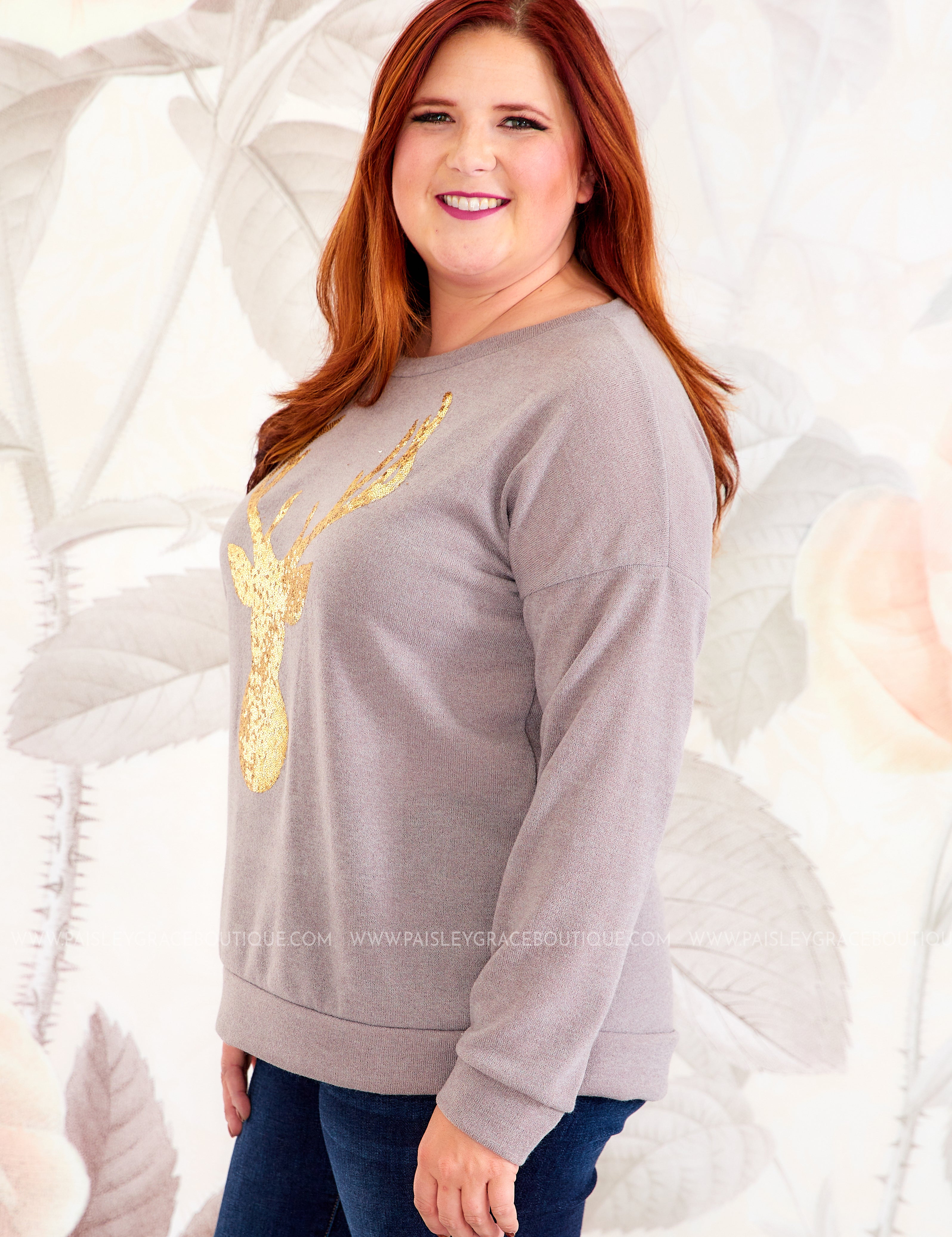 Golden Reindeer Top* LAST ONES FINAL SALE *