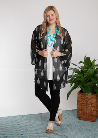 Don't Let Me Down Kimono- BLACK - LAST ONES FINAL SALE