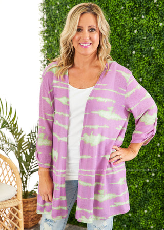 Purple & Lime Gabby Cardigan - FINAL SALE