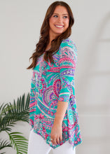 Load image into Gallery viewer, Grace Top - Turquoise Paisley - FINAL SALE
