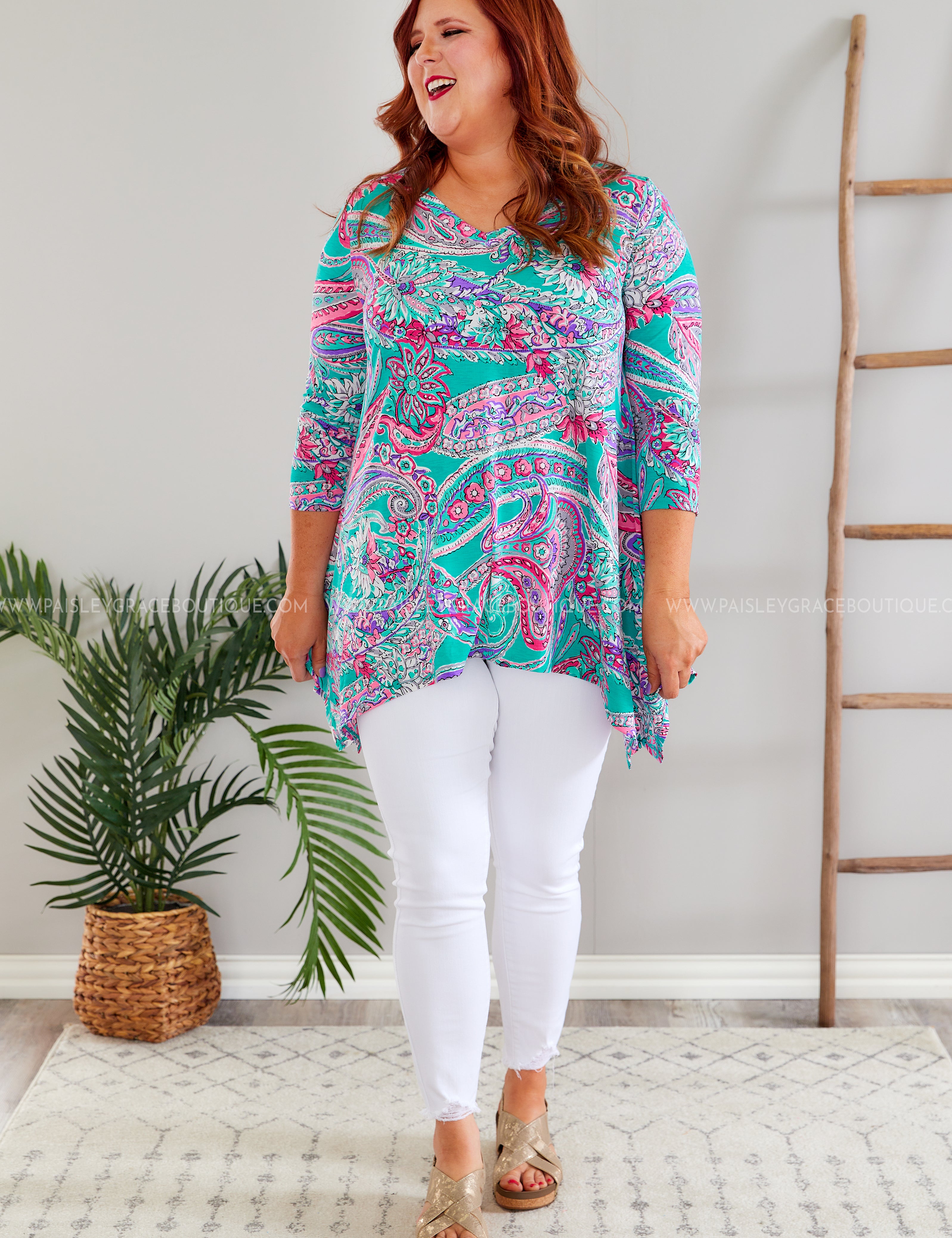Grace Top - Turquoise Paisley* LAST ONES FINAL SALE *