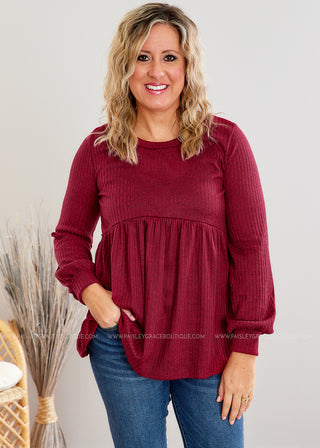 Til the Day I Met You Top - Burgundy - FINAL SALE