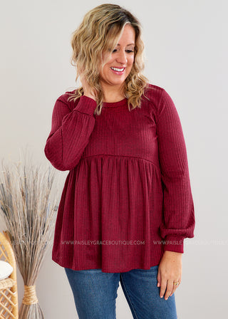 Til the Day I Met You Top - Burgundy - FINAL SALE