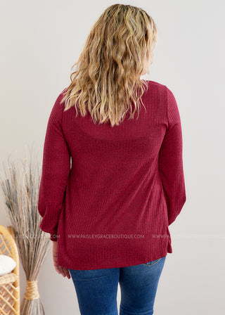 Til the Day I Met You Top - Burgundy - FINAL SALE