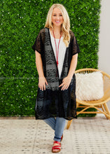 Load image into Gallery viewer, Fun In The Sun Kimono/CoverUp - BLACK  - FINAL SALE CLEARANCE
