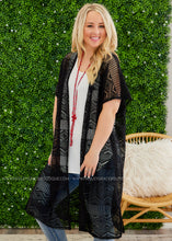 Load image into Gallery viewer, Fun In The Sun Kimono/CoverUp - BLACK  - FINAL SALE CLEARANCE
