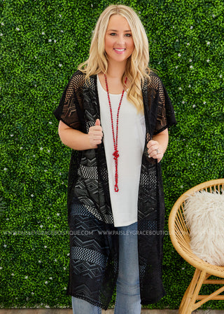 Fun In The Sun Kimono/CoverUp - BLACK  - FINAL SALE