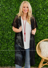 Load image into Gallery viewer, Fun In The Sun Kimono/CoverUp - BLACK  - FINAL SALE CLEARANCE
