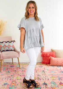 Pining For You Top - Grey - FINAL SALE
