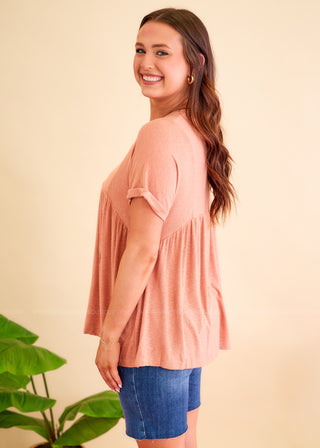 Stay Awhile Top - Salmon - FINAL SALE