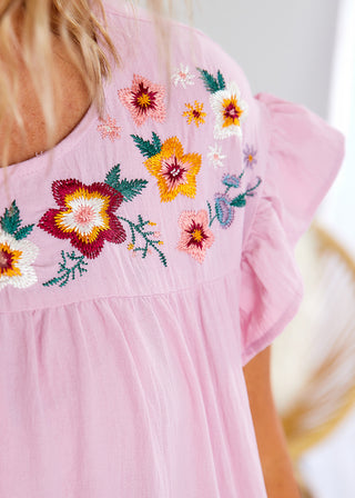 Buy Yourself Flowers Embroidered Dress - FINAL SALE