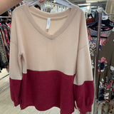 Taupe & Burgundy Sweater Top - LAST ONES FINAL SALE