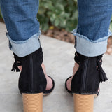 Black Suede Tassel Heel - LAST ONES FINAL SALE
