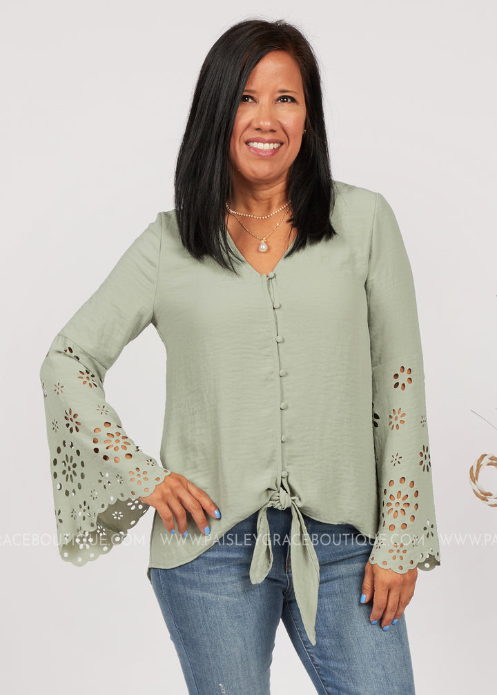 Forget Me Knot Top-SAGE  - FINAL SALE