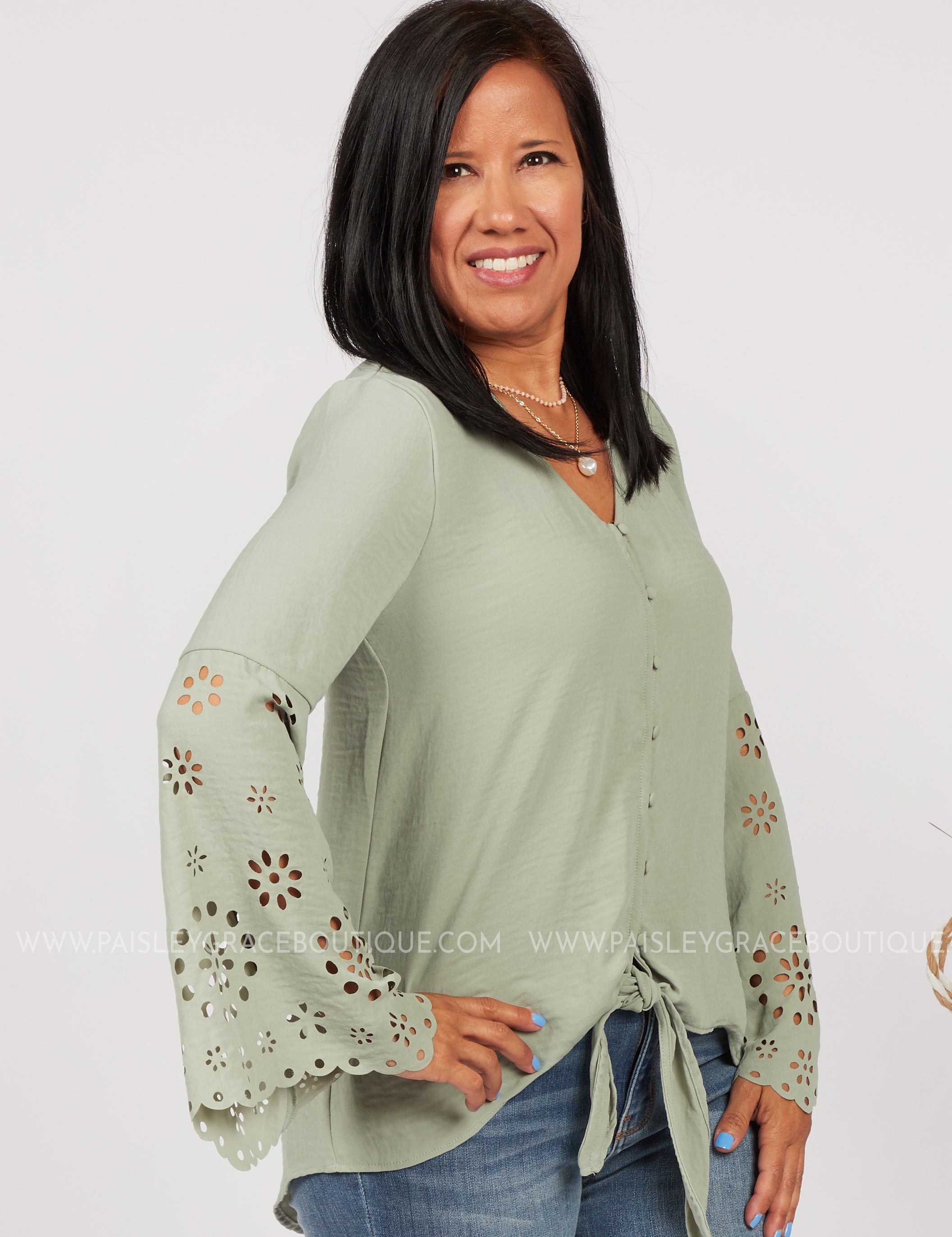 Forget Me Knot Top-SAGE* LAST ONES FINAL SALE *