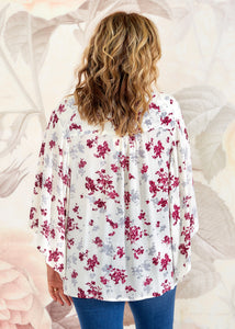 Enchanted Moments Top - Off White/Wine - FINAL SALE