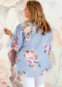 You Deserve Flowers Top - Blue - FINAL SALE CLEARANCE
