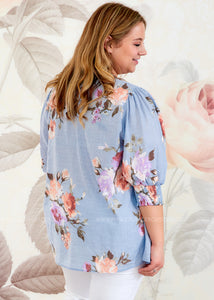 You Deserve Flowers Top - Blue - FINAL SALE CLEARANCE